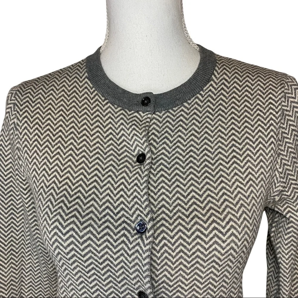 J. Crew Cotton Jackie Cardigan Herringbone Sweater Small‎